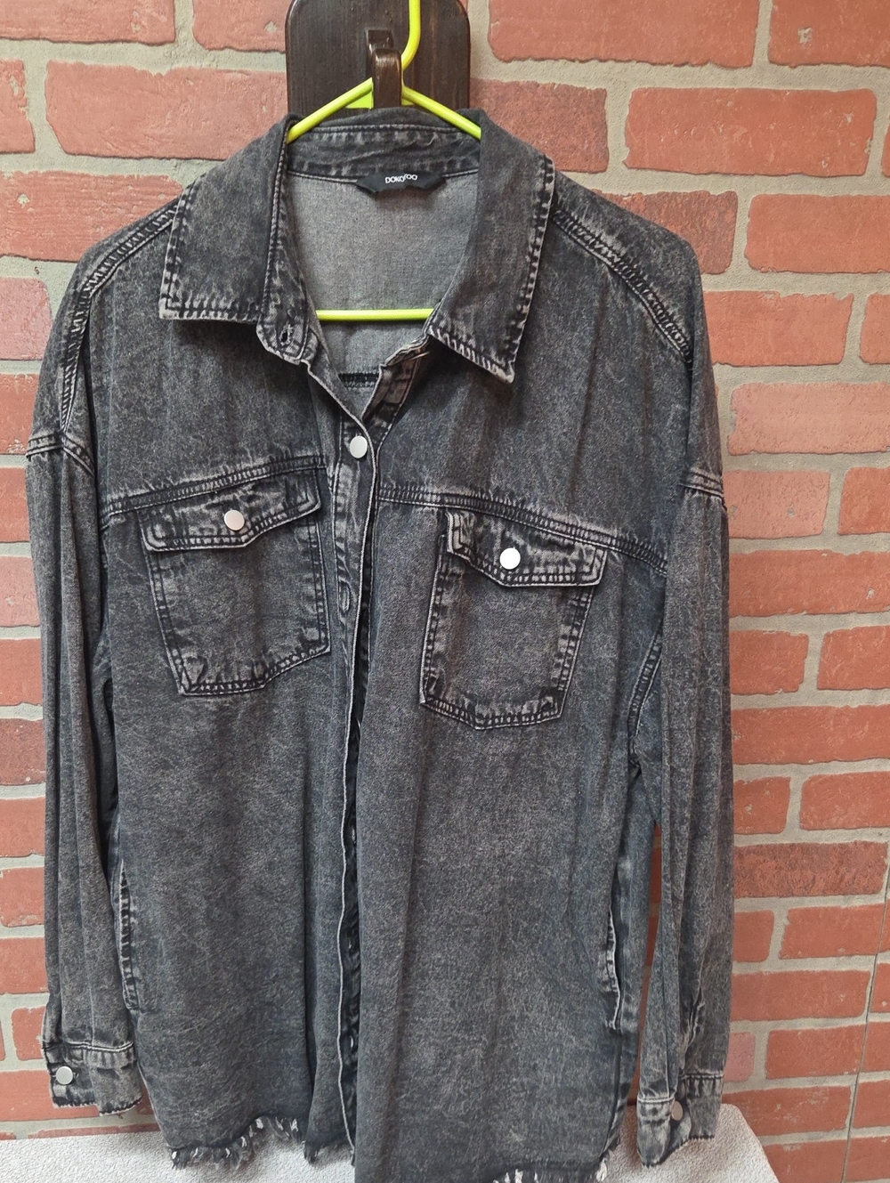 Black Washed Lightweight Denim Shacket 2x